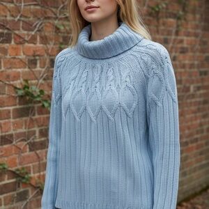 Elegant Sky Blue Cowl Neck Sweater